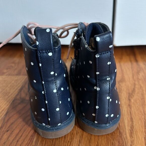 Old Navy Navy Blue Polka Dot Lace Up Utility Boots Girls size Toddler 10 - Picture 5 of 9